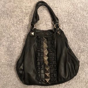Betsey Johnson tuxedo studded leather purse